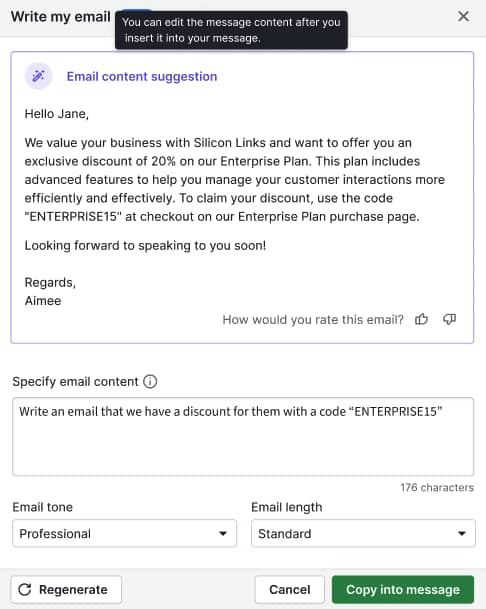 Cold email template Pipedrive AI email writer