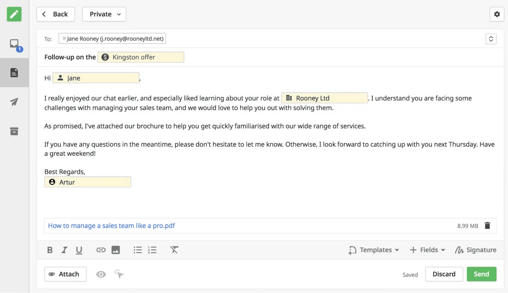 Conference planning Pipedrive email automation