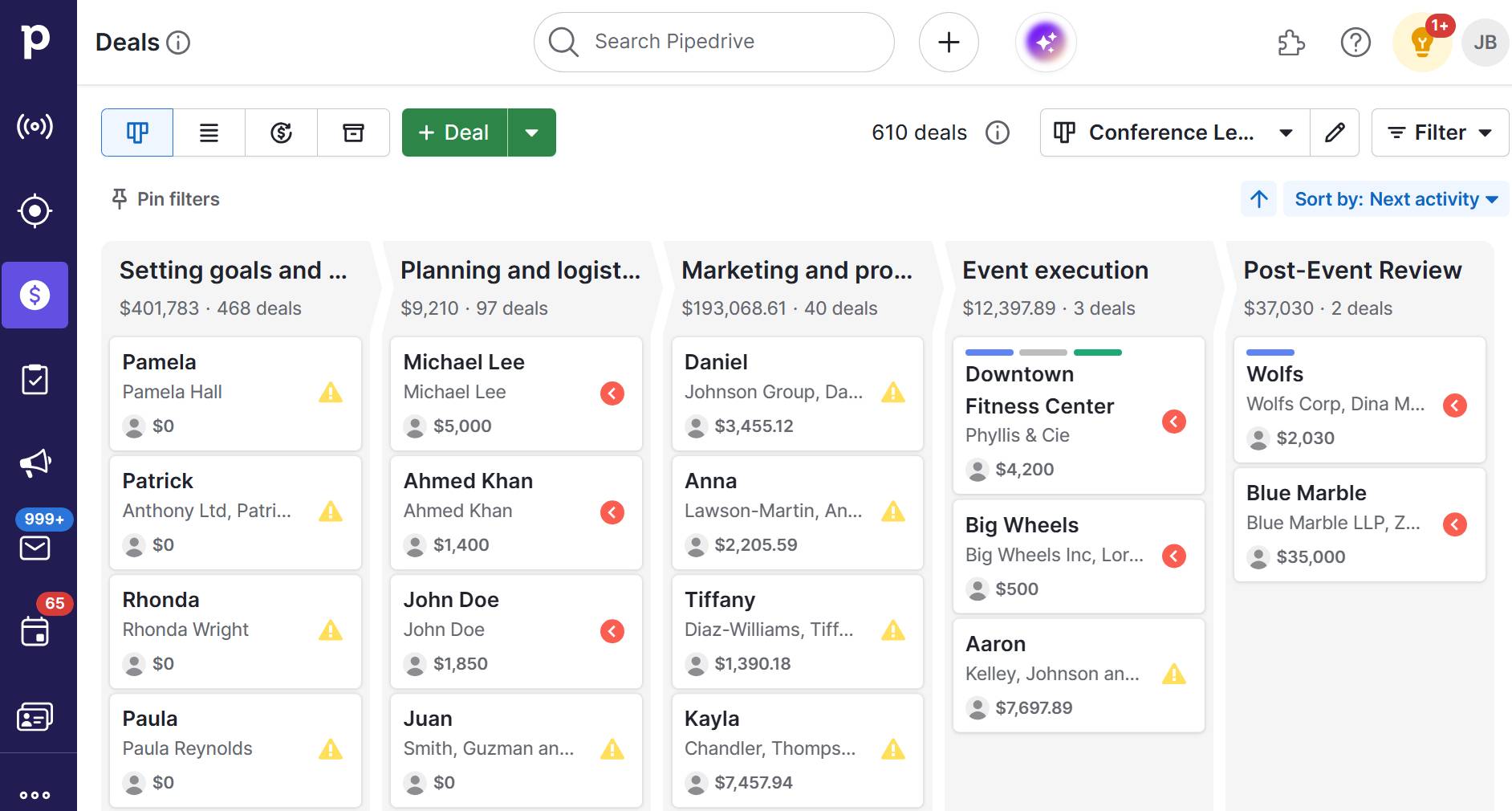 Conference planning Pipedrive sales pipeline