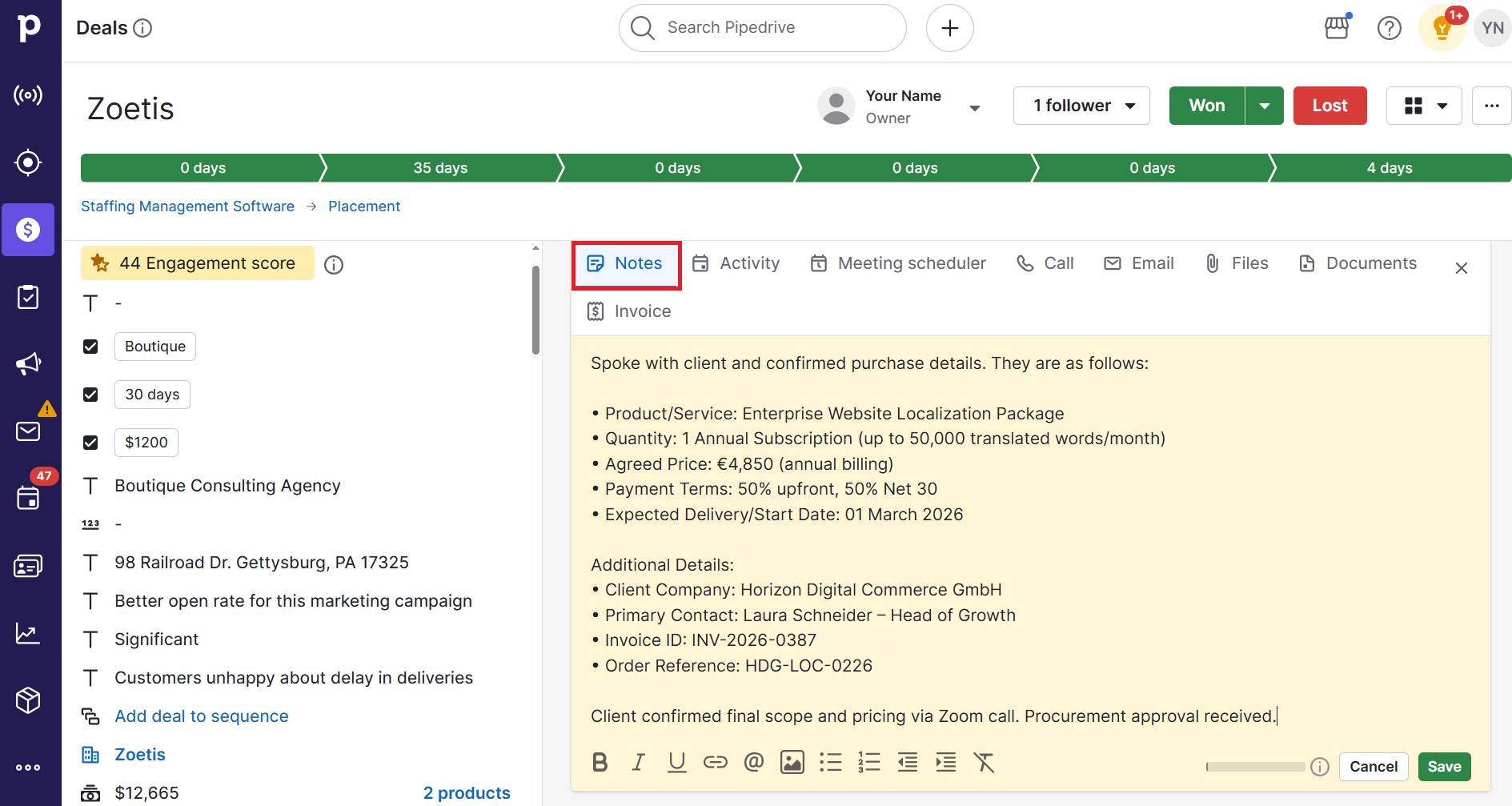 Consultative selling Pipedrive customer context
