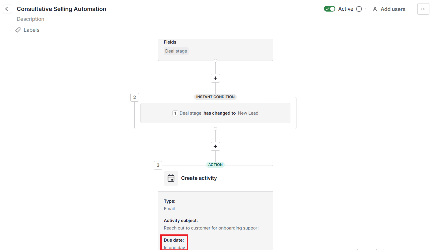 Consultative selling Pipedrive workflow automation