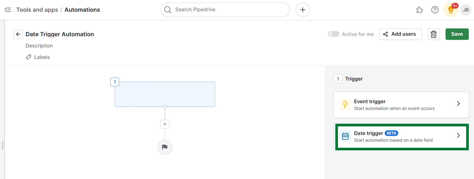 Contact segmentation Pipedrive date trigger automation