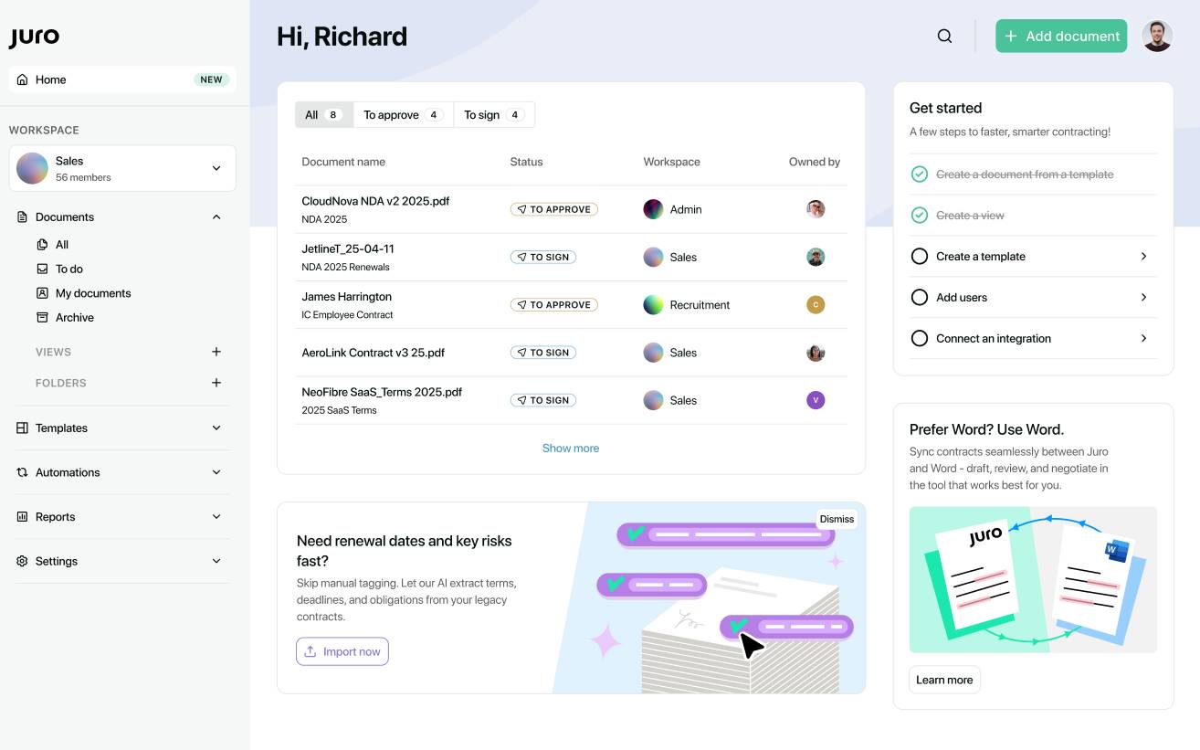 Contract management software Juro