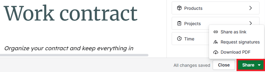 Contract management software Pipedrive Smart Docs sharing