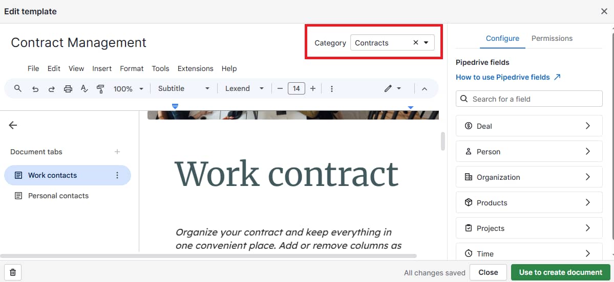 Contract management software Pipedrive Smart Docs