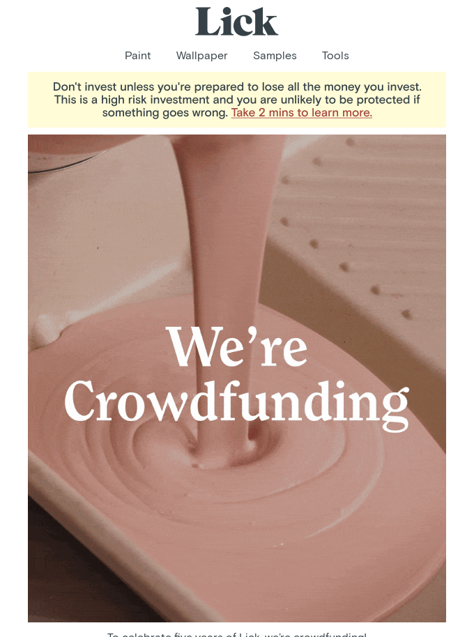 Crowdfunding for small business Lick crowdfunding email