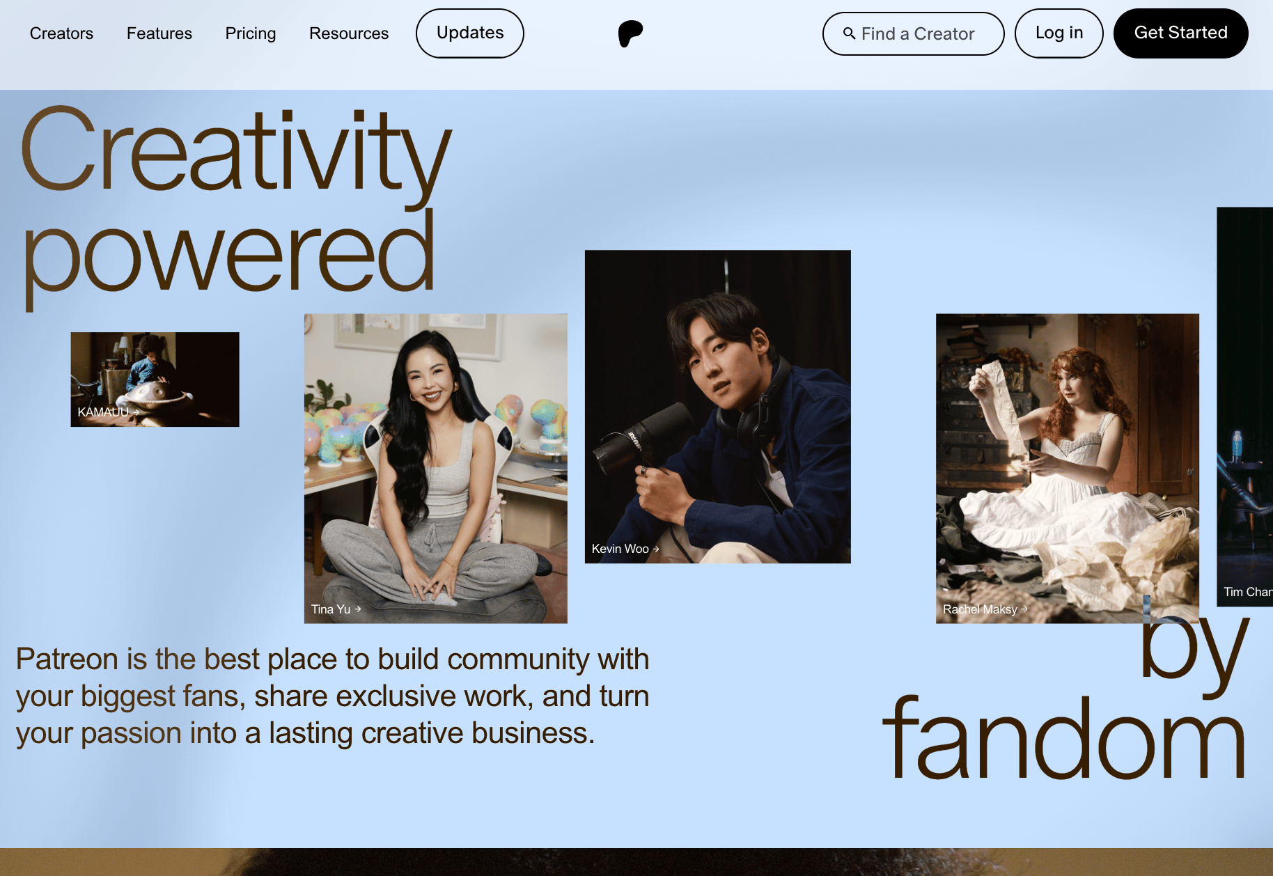 Crowdfunding for small business Patreon homepage