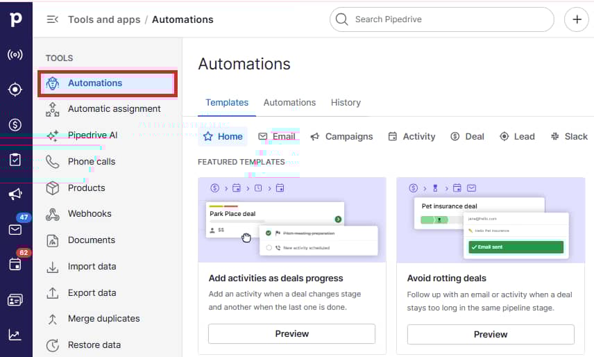 Customer acquisition solutions Pipedrive automation