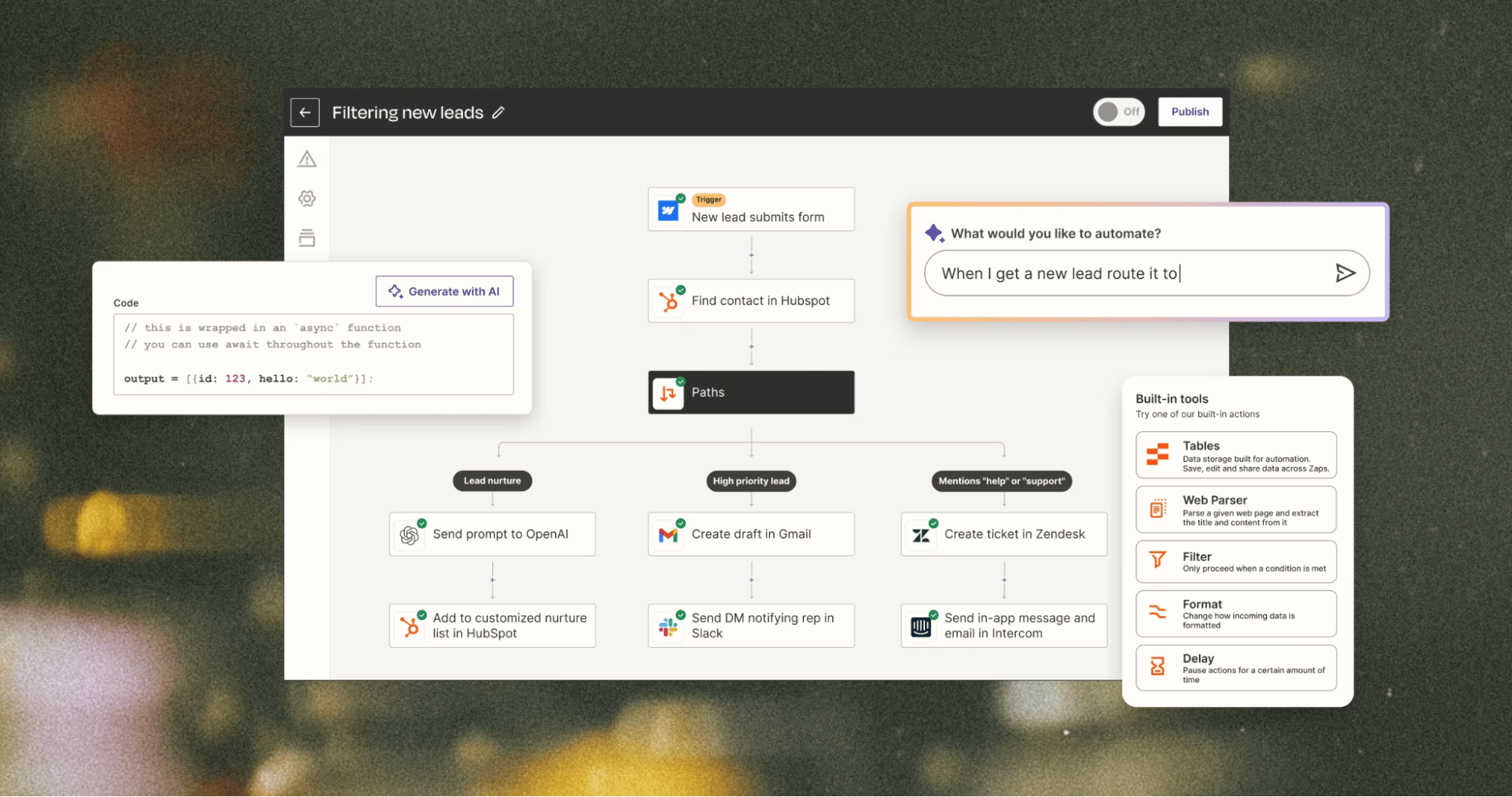 Customer acquisition solutions Zapier workflow