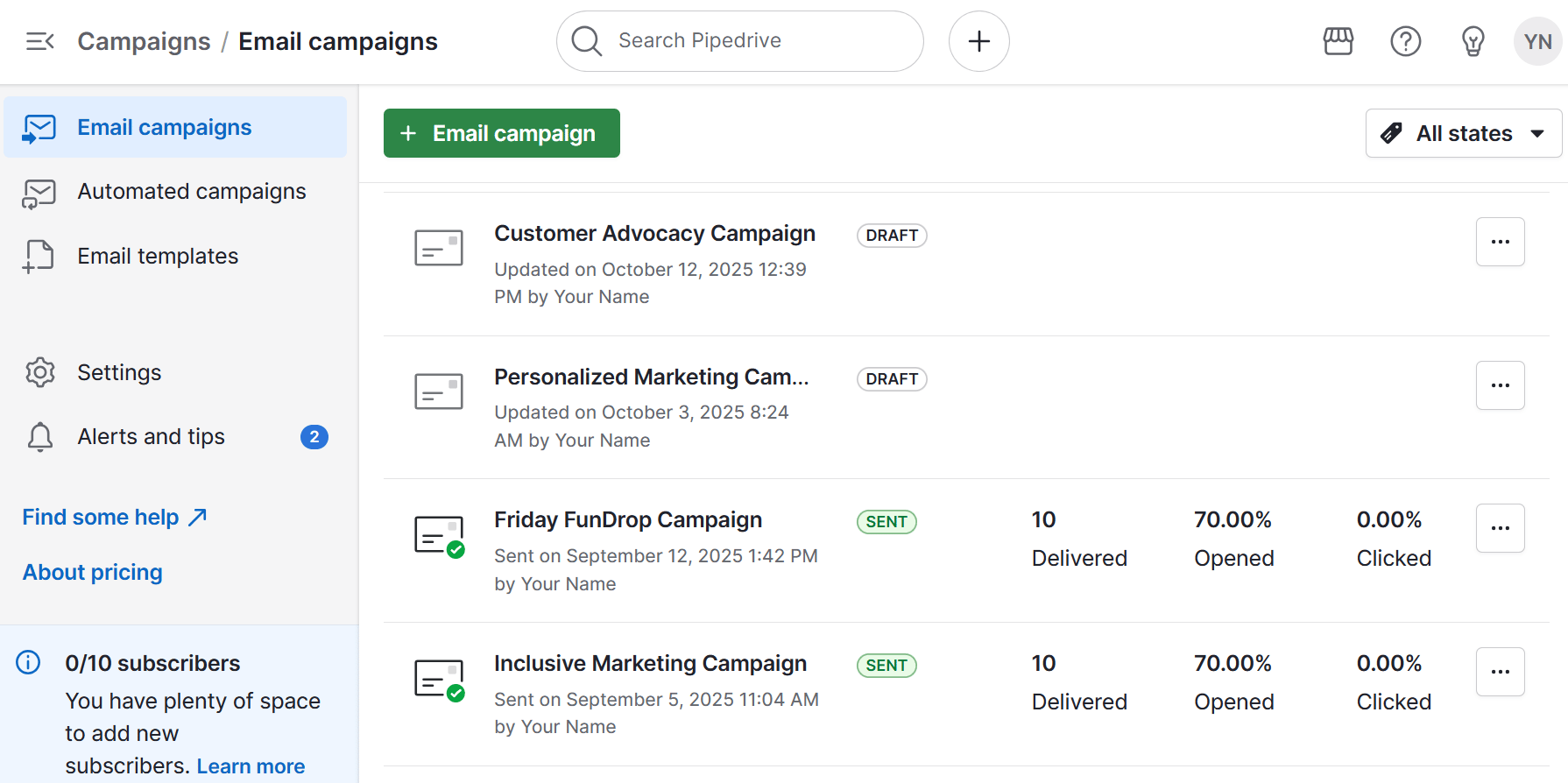 Customer advocacy Pipedrive email campaigns
