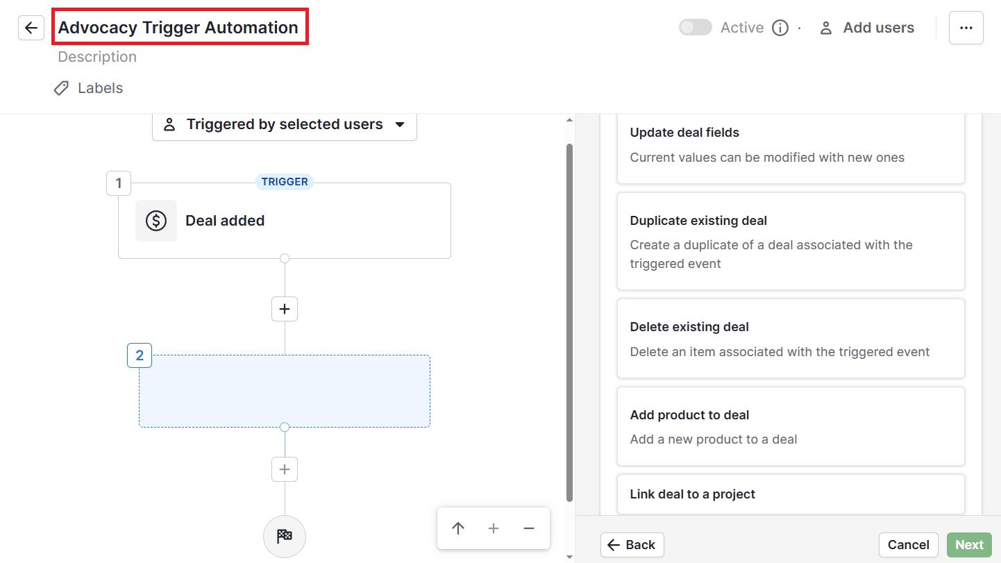 Customer advocacy Pipedrive workflow automation