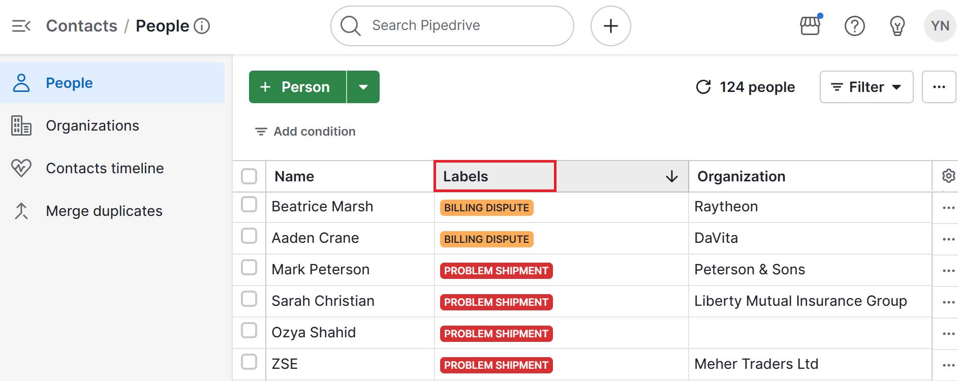 Customer complaints Pipedrive custom labels
