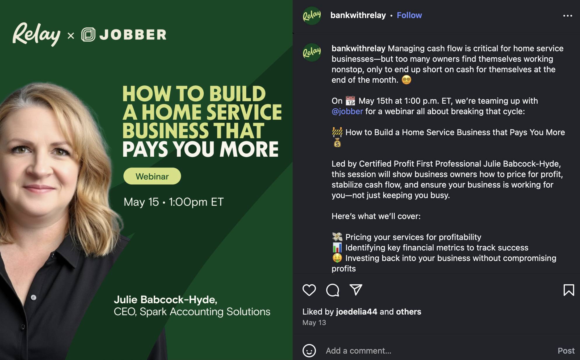 Customer connection Relay Instagram post 