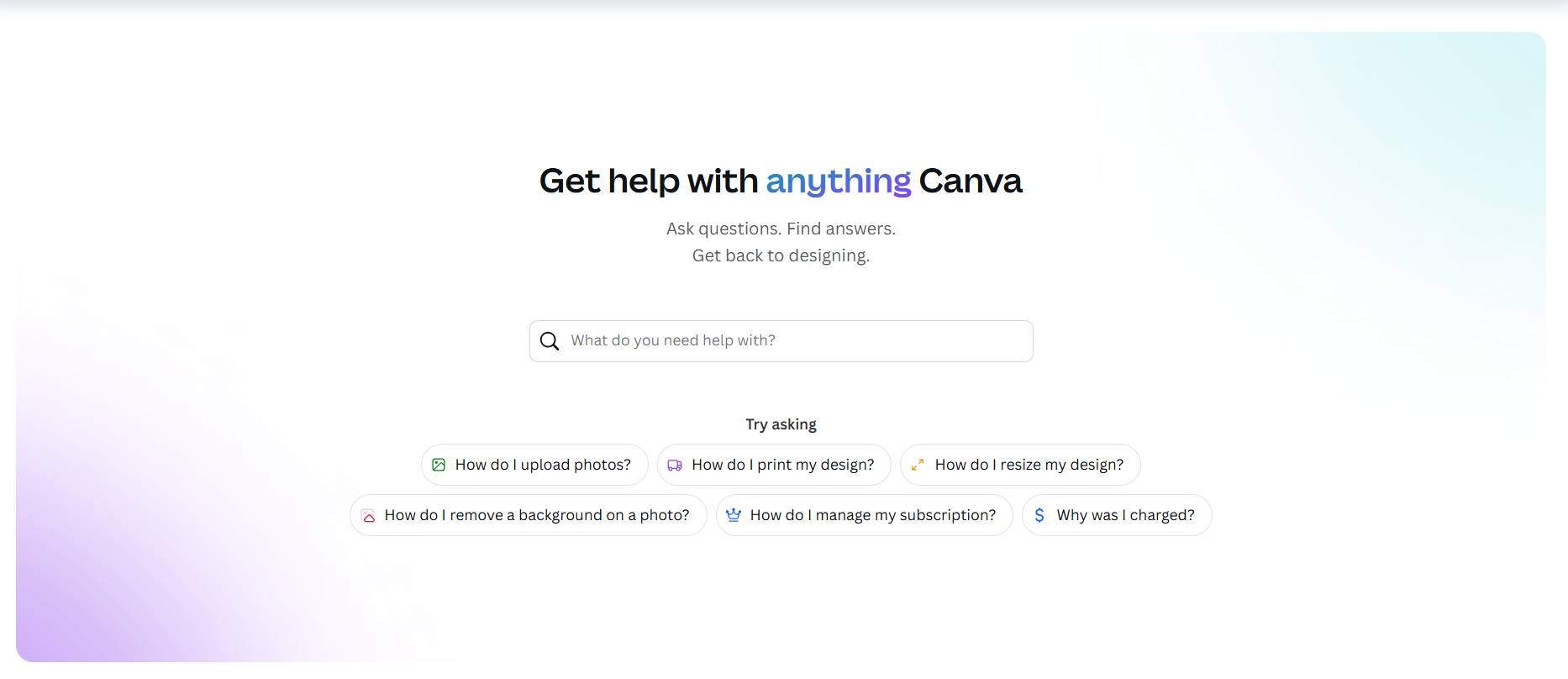 Customer empowerment Canva searchable knowledge base