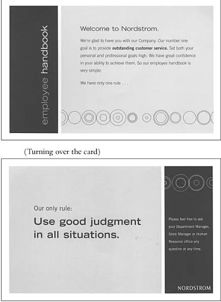 Customer is always right Nordstrom handbook quote