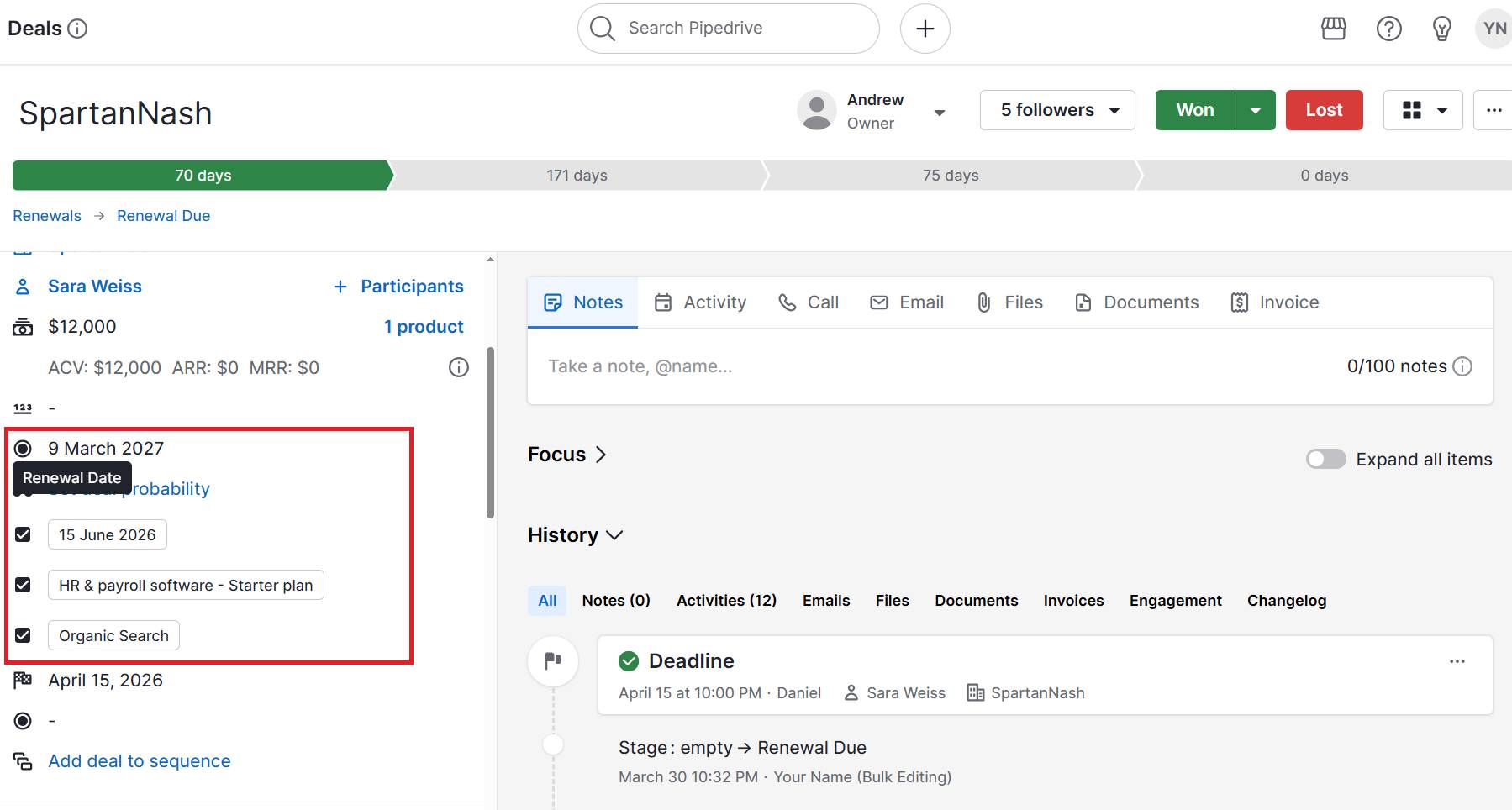 Customer lifecycle management Pipedrive custom fields