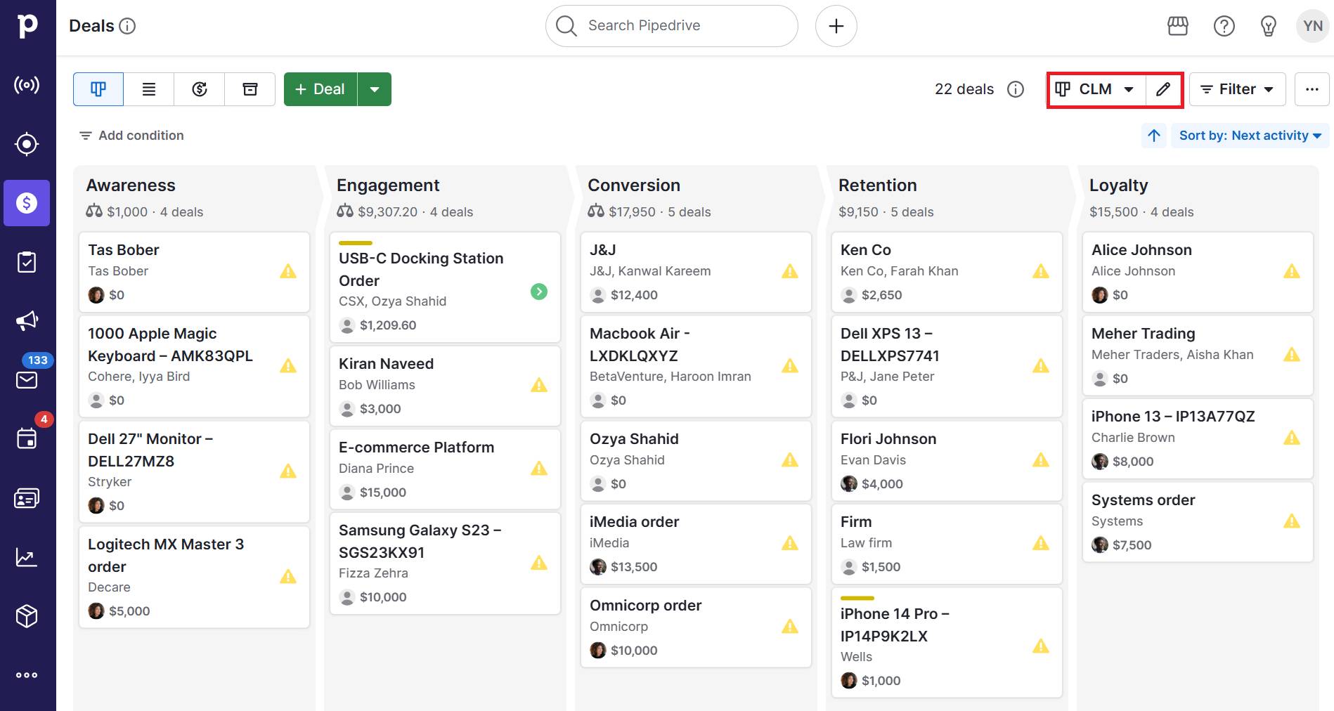 Customer lifecycle management Pipedrive custom pipeline