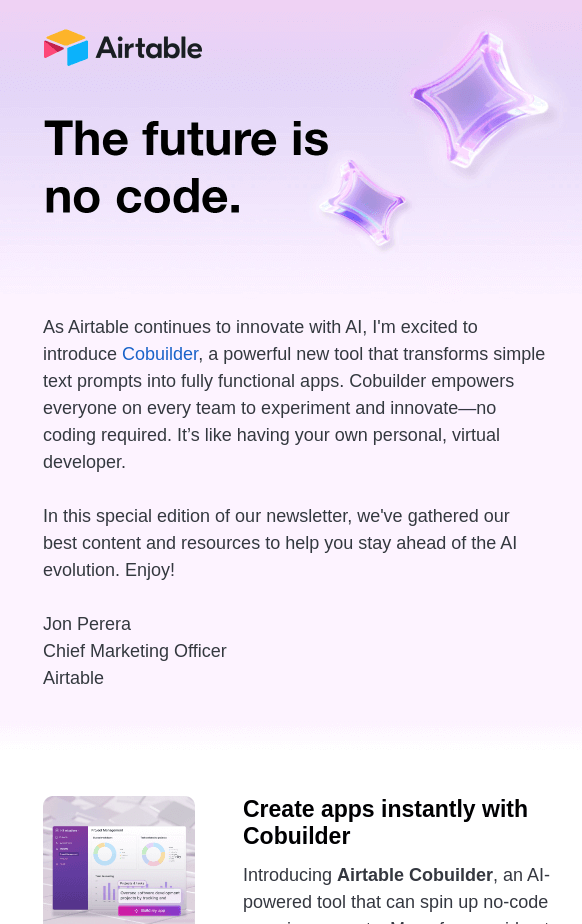 Customer pain points Airtable Cobuilder