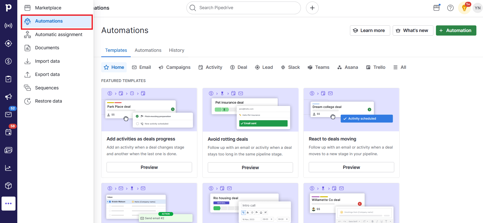 Customer pain points Pipedrive workflow automations