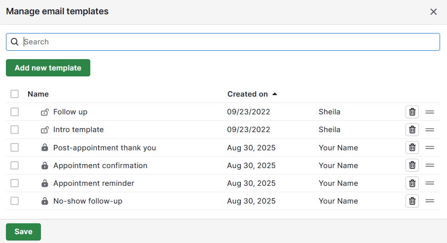 Customer retention Pipedrive manage email templates