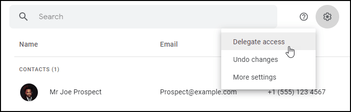 Delegate access Google Contacts