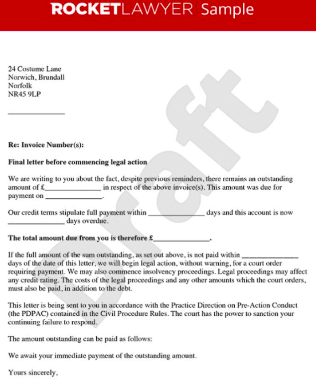 Dunning management system demand letter