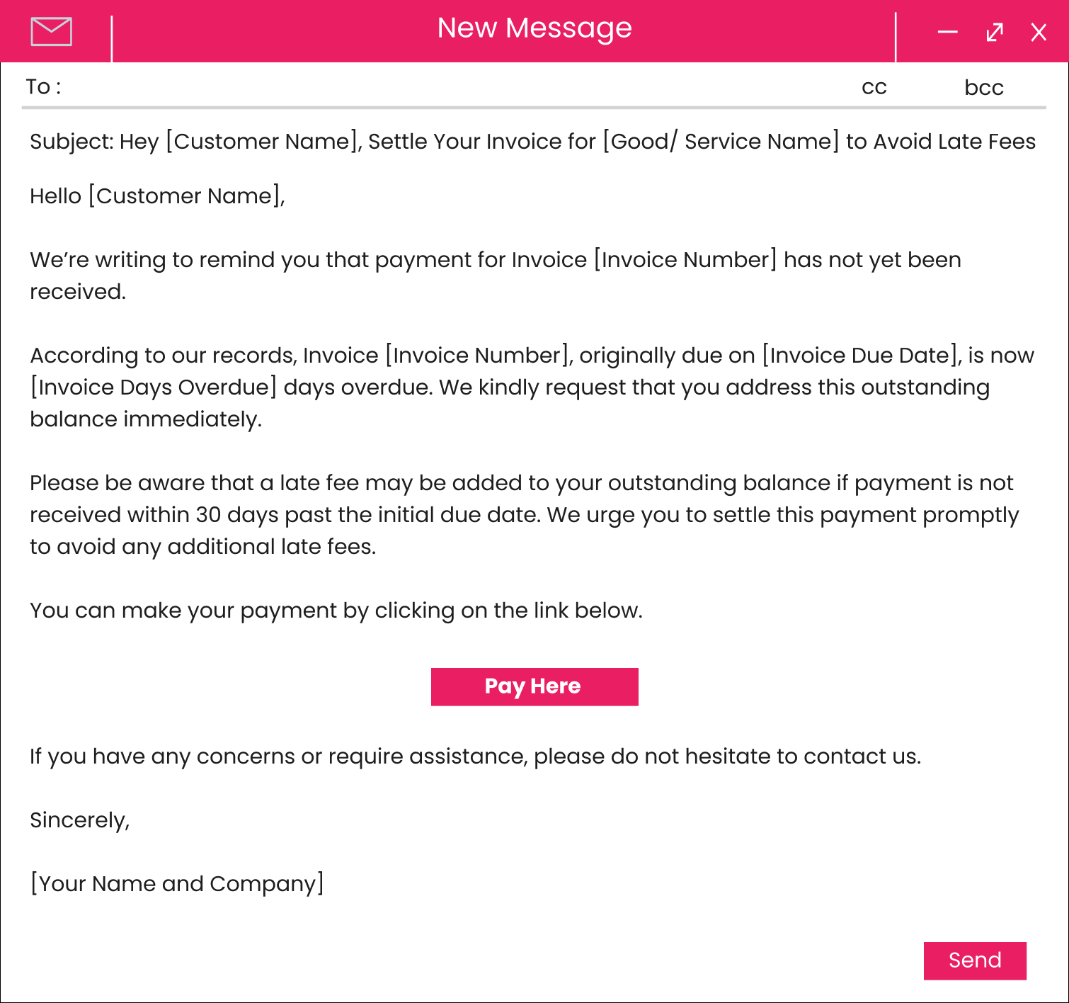 Dunning management system payment reminder email