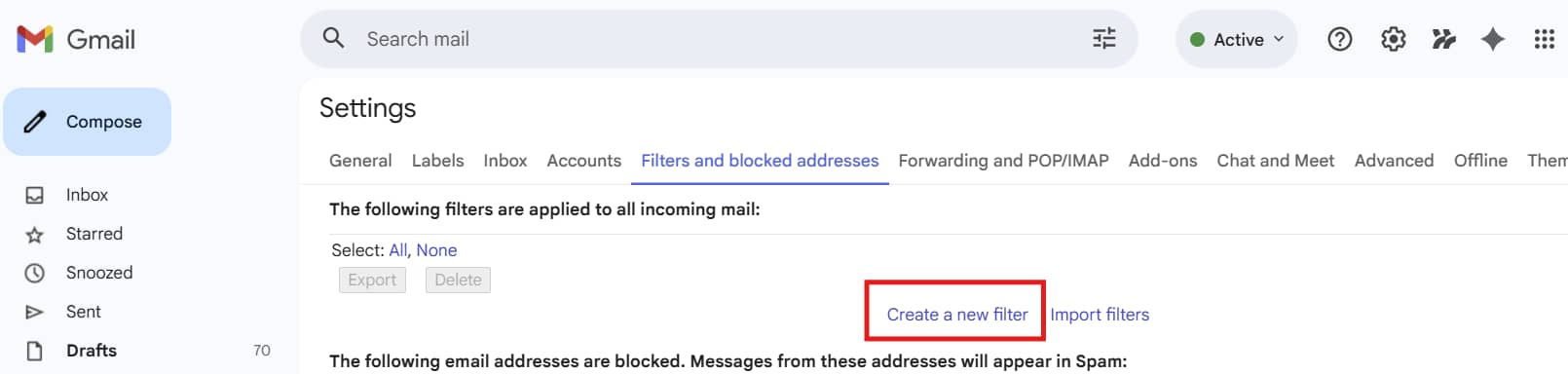 Email alias Gmail Create filter