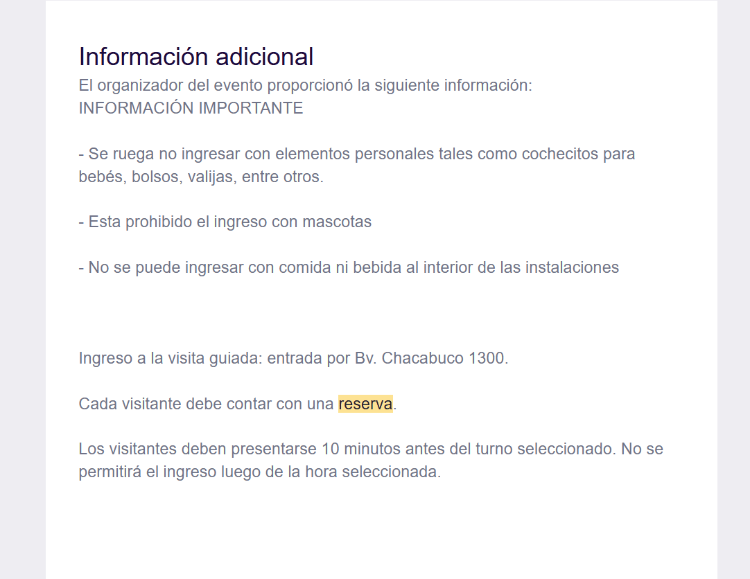Email de confirmacion eventbrite