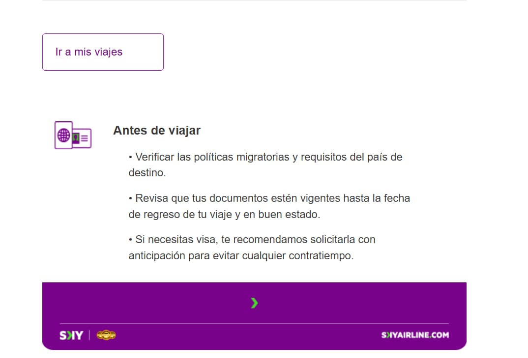 Email de confirmacion sky