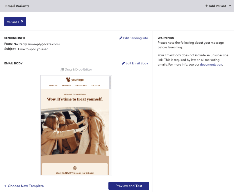  Email sequence software Braze email variants