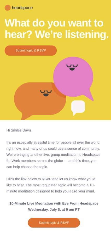 Empathic communication Headspace email example