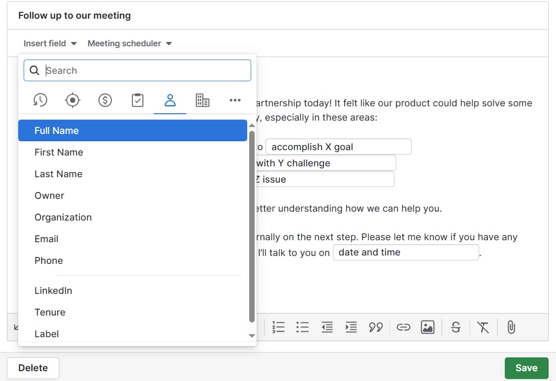  Event marketing Pipedrive merge fields