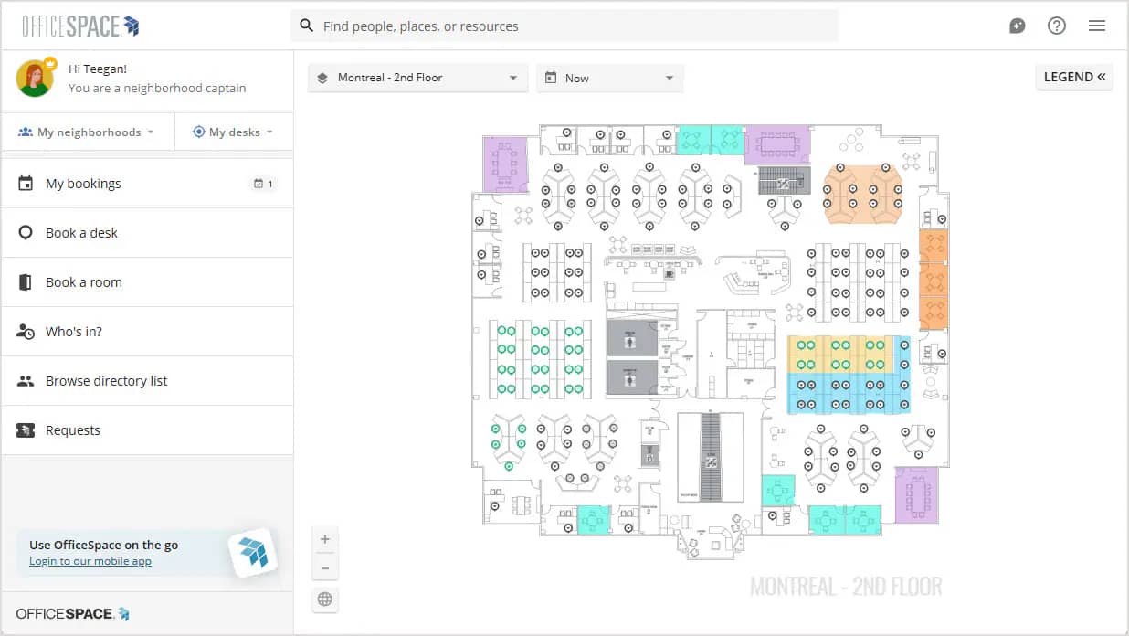 Facility management software OfficeSpace interface