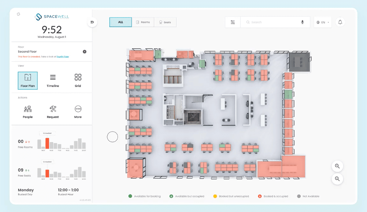 Facility management software Spacewell interface