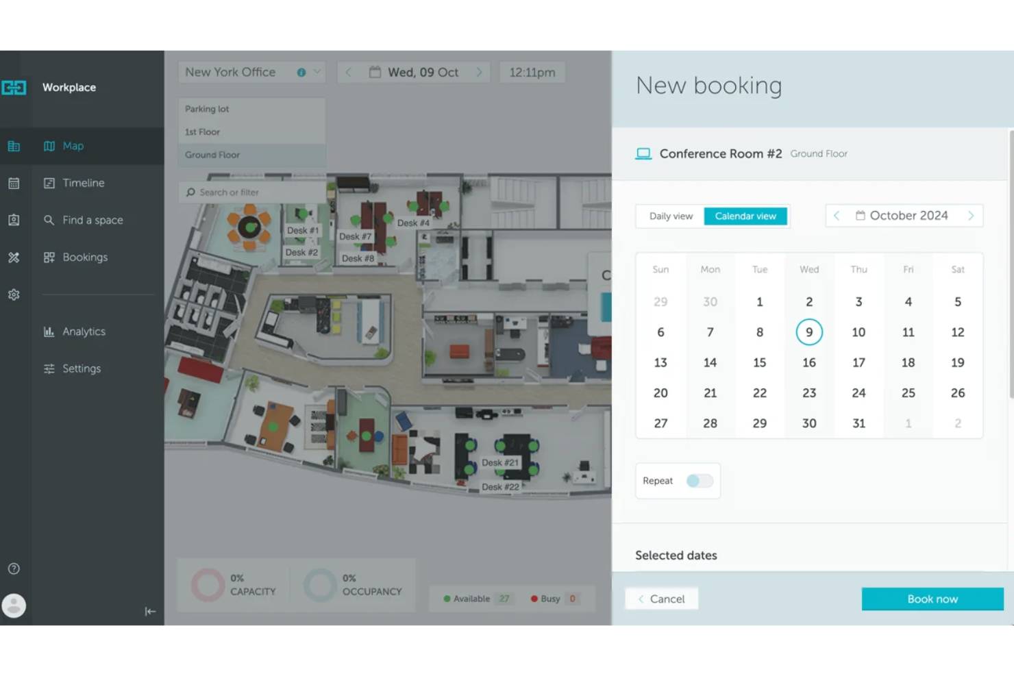 Facility management software YAROOMS interface