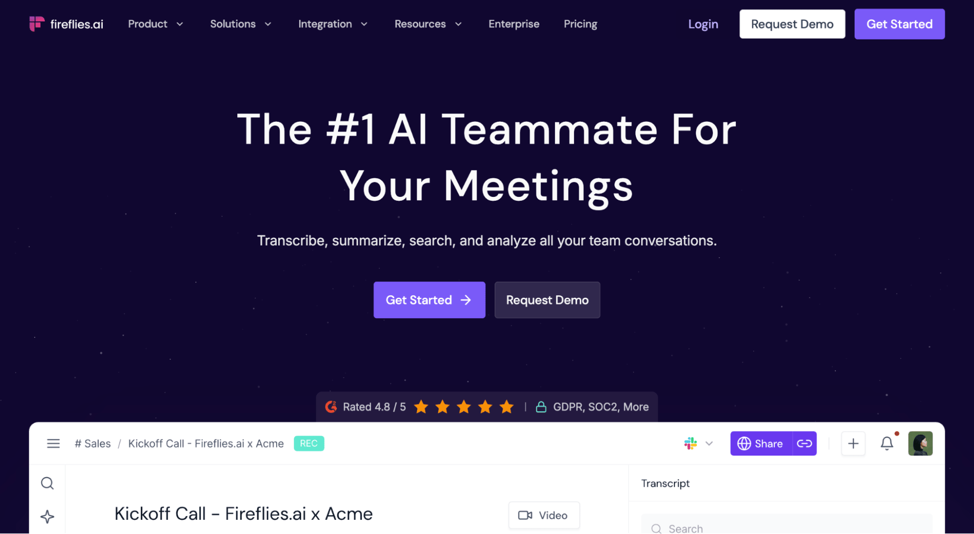 Fireflies.ai KI-gestütztes Transkriptions- und Notizen-Tool