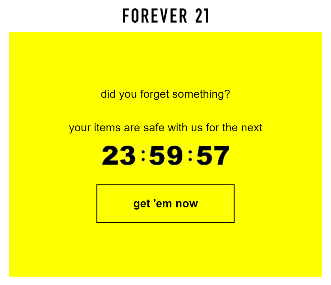 Forever 21 Email Timer