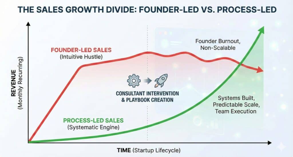 Founder-led sales growth divide graph