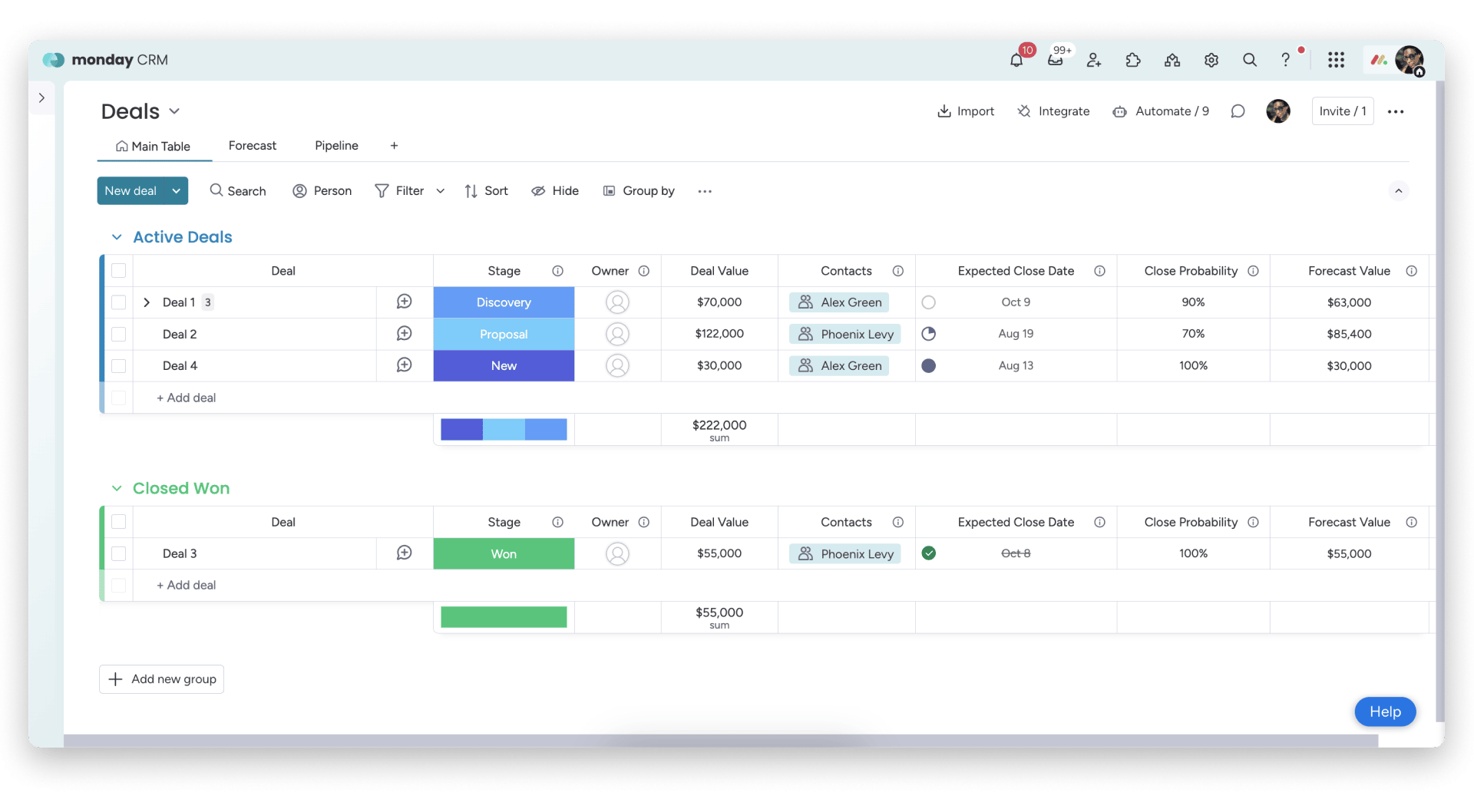 Freshsales vs. Monday interface