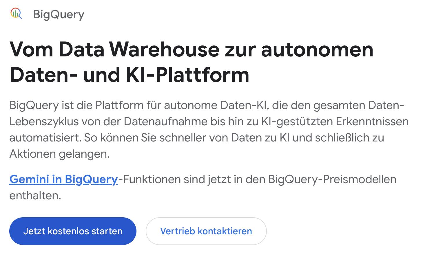 Google BigQuery Data Warehouse Software