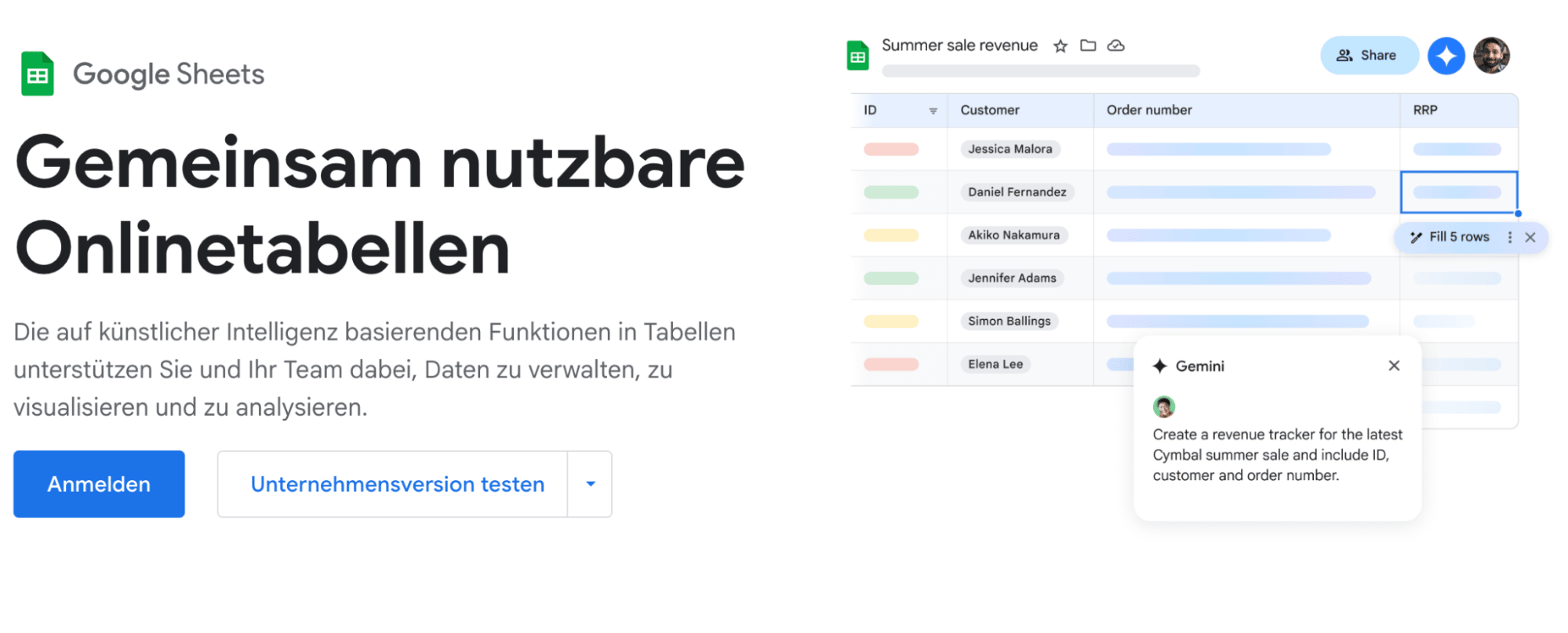 Google Sheets Tabellen Software