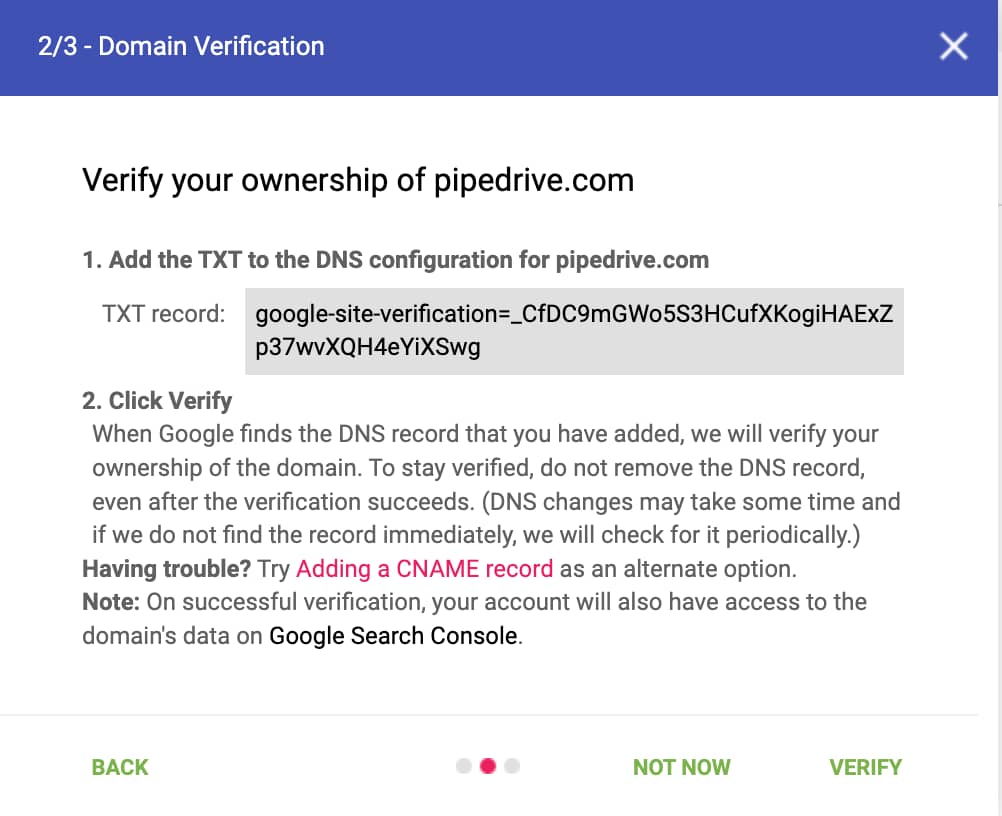 Google postmaster tools Domain Verification