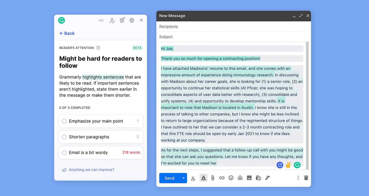 Grammarly Email Assistance