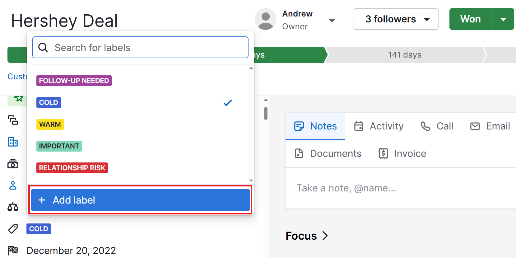 Guerrilla marketing Pipedrive custom label