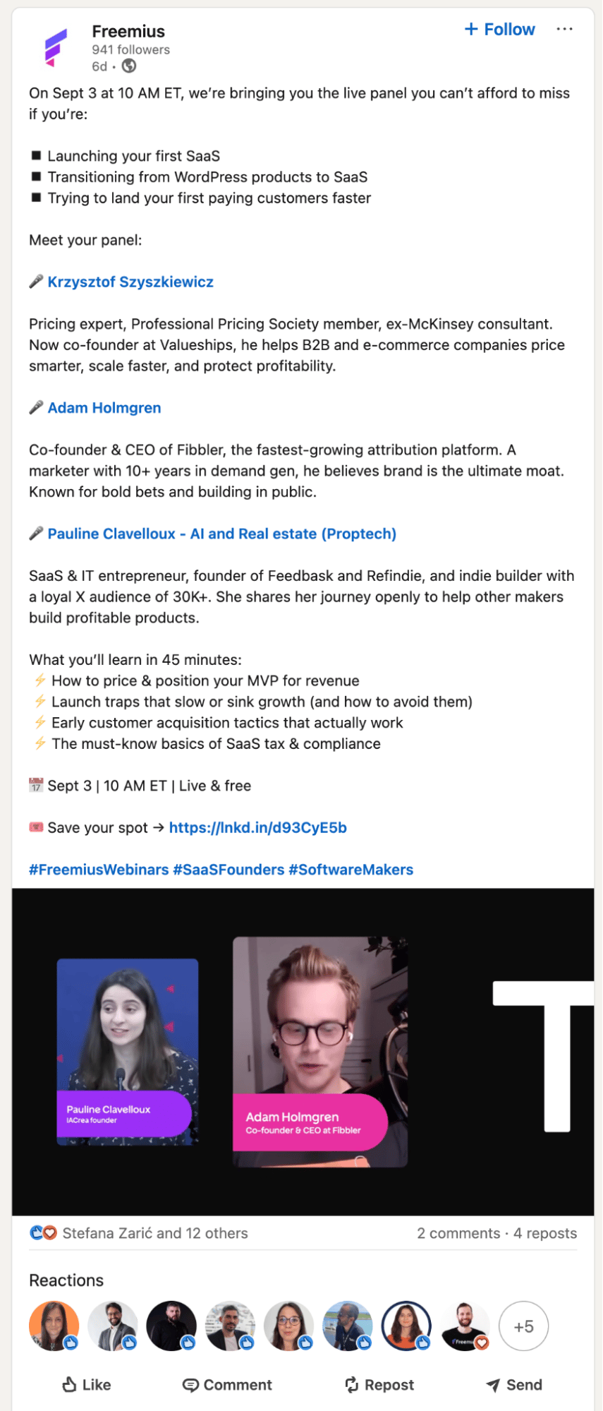 Influencer marketing Freemius webinar promotion