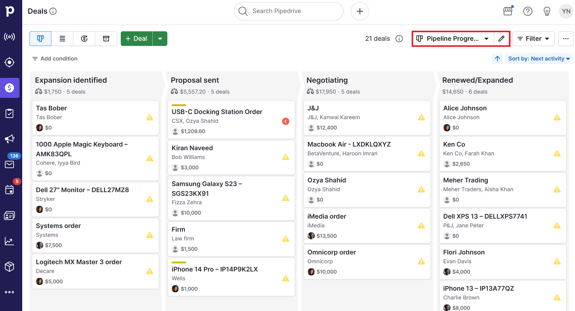 key account management Pipedrive pipeline stages