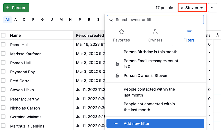 Lead gen life insurance Pipedrive filters