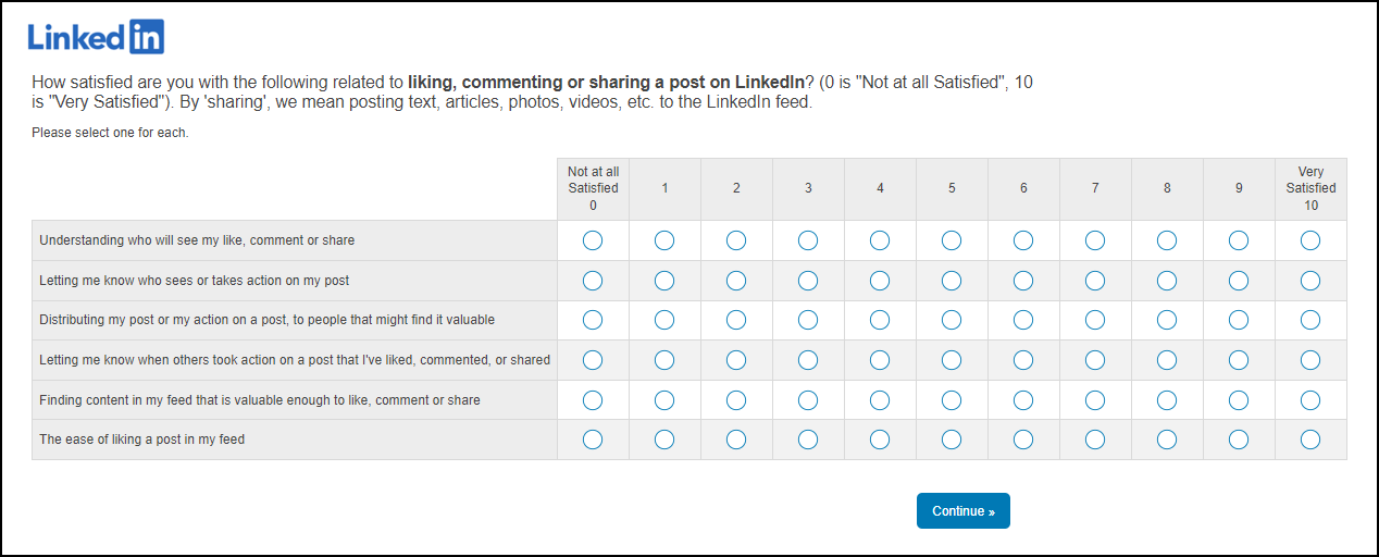 LinkedIn Customer Satisfaction Survey