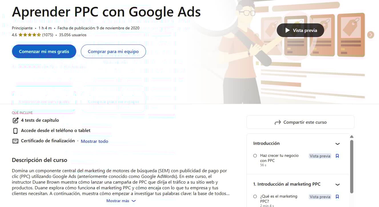 Aprender PPC con Google Ads: LinkedIn Learning